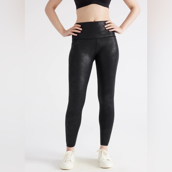 KNIX Sz XL High Rise Contour Waist Faux Leather Smoothing Ankle Length Leggings - Picture 2 of 8